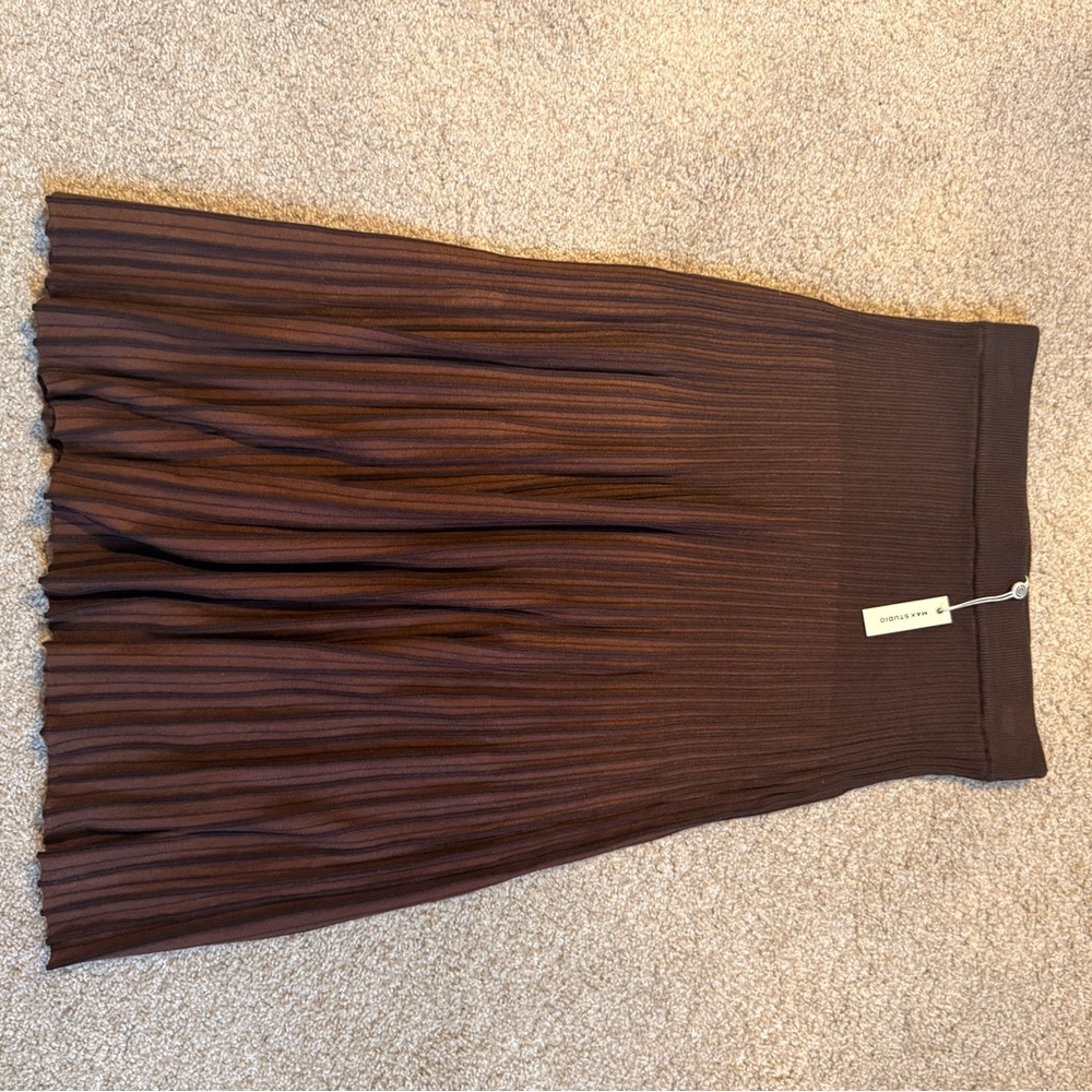 Max Studio Elegant Brown A-Line Skirt
